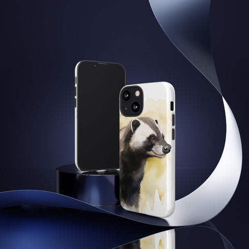 Badger on a Yellow Background - Impact Resistant Phone Case